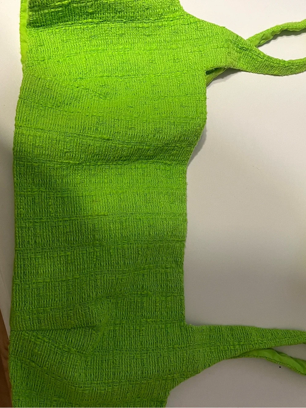 Bright Green Textured Women’s Shorts with Bralet top